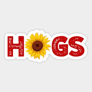 Hogs with Sun Flower Design Sticker